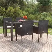 vidaXL Garden Chairs with Cushions 4 pcs Poly Rattan Black