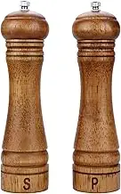 Wood Pepper Grinder Pepper Mill,Adjustable Coarseness 8 Inch Wooden Peppermill, Ceramic Grinding Mechanism Salt Mill Refillable (2 pack)