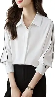 [Generic] Fashion Long Sleeve Turn Down Collar Chiffon Blouse for Women Loose Casual Tops