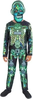 Smiffys 99943 Glow in the Dark Tech Skeleton Costume, Boys, Multi-Colour, M-7-9