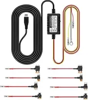 Elinz HardWire Kit for Car Dash Camera Parking Mode Adjustable Low Voltage Cut-Off Threshold 11.8V/12.0V/12.2V/12.4V with 8 Fuse Tap Cables and Micro USB to Mini USB Adapter