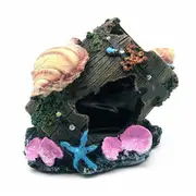 Catzon Resin Conch Broken Barrel Aquarium Decorations for Fish Tank Ornament Caves Hide Hut