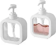 Soap Dispenser, Pack of 2 Washing-Up Liquid Dispenser, 300 ml White Pump Dispenser, Small Plastic Soap Dispenser, Fillable with Shower Gel, Shampoo, Hand Soap, Suitable for Kitchen, Bathroom, Laundry