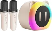 Portable Karaoke Machine - Cute Ears RGB Lighting Speaker with 2 Wireless Microphones,RGB Lighting 2 Wireless Mics Karaoke Speaker Set for Enhanced Parties Atmosphere