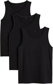 [ITRAT] Mens Vest Tops Summer Multipack Easy Dry Fit Tank Top for Gym Sleeveless Workout Tops Men Vests Multipack Cotton Black Plain Tshirt for Everyday Athletic Wear Running Undershirt (Pack 3)