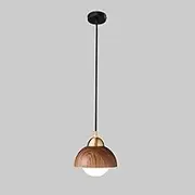 TONFON Walnut Pendant Light Brass Wooden Shade Chandelier Modern Decorative Lighting Ceiling Light Fixture G9 Simple Hanging Light for Kitchen Island Living Room Bedroom Bedside Dining Room Hallway(Si