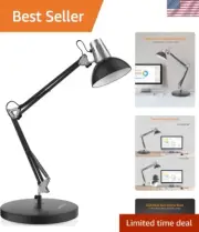 Stylish Black Swing Arm Desk Lamp - Versatile Lighting for Reading & Study