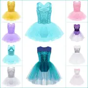 Kid Girl Sparkly Sequins Ballet Dress Tutu Skirt Dress Lyrical Leotard Dancewear
