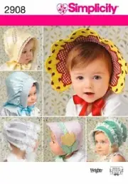 Simplicity Sewing Pattern 2908 Babies Toddlers Hats Size XS-L