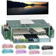 Monitor Stand with Drawer and Pen Holder, Green Desk Accessories, 2-Tier