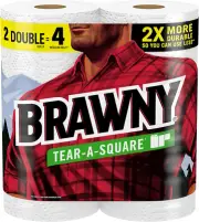 Tear-A-Square Paper Towels, 2 Double Rolls = 4 Regular Rolls, 3 Sheet Sizes (Qua