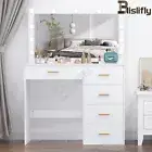 Vanity Table with Adjustable LED Lighted Mirror Makeup Table 5 Drawers Dressing