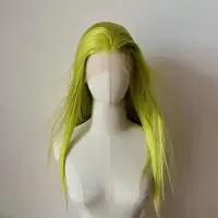 在飛比找蝦皮商城精選優惠-前蕾絲假髮女士 蜥蜴綠色長直髮 顯白綠色假髮 cos彩色假髮