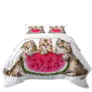 Adorable Funny Kittens Watermelon Summer Treat Coverlet