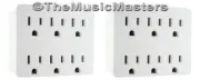 (2) Electrical Socket 6-Way Power Splitter 6 Outlet AC Wall Plug Adapter Cover