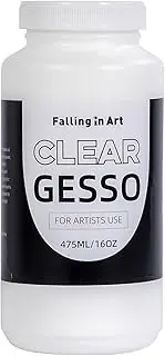Falling in Art Clear Gesso for Acrylic Painting, Acrylic Gesso Primer for Oil Paints, 16 oz Non-Toxic Canvas Primer Surface Prep Medium