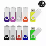 Wholesale Lot Bulk Set 10 Pack Swivel USB Flash Drive Memory Stick Storage Disk