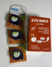 Dymo LetraTag Pack Paper Label Refills White 1/2x13 Ft Box of 3 2 packs. NEW