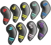 Lljsszr 9 Golf Club Head Covers, Easy to Identify, Dustproof, Waterproof, to Protect The Club.