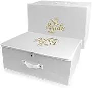 Wedcova UK White Personalised Wedding Dress Travel Box Breathable Bridal Dress Medium Size Storage Box Flight Cabin Size Fabric Box