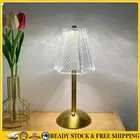 Crystal Table Lamp Metal Base Rechargeable Touch Desk Light (Hexagonal Crystal)