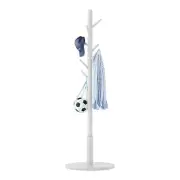 Standing Coat Rack White Coat Stand with 8 Hooks and 3 Height Options Wood Ki...