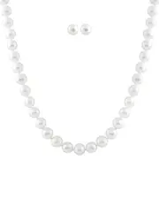 Splendid Pearls 14K 7-7.5mm Pearl Earrings & Necklace Set