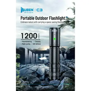 【錸特光電】WUBEN C3 強光LED戰術手電筒 1200流明 18650鋰電池 USB-C充電 警用軍用 EC20