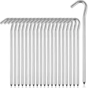 20 Pack 7" Aluminum Tent Stakes Pegs with Hooks for Camping Hard Light Tent Pegs