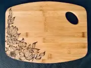 Floral Corner Designed Hand Wood-burn wooden Chopping/Serving Decorative Board