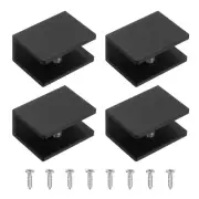 4Pcs Glass Shelf Brackets, for 10-12mm Square Shape with screw, Black