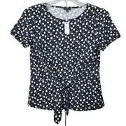 Talbots Breezy Floral Tie-Front Blouse with Peplum Hem Size Medium NWT