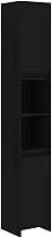 vidaXL Bathroom Cabinet Home Laundry Room Washroom Storage Cabinet Rack Cupboard Holder Shelf Stand Furniture Black 183.5cm Chipboard