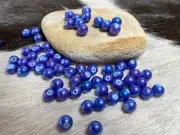 Glass Beads 8mm Round Blue Navy Glitter 8mm Beads for Jewelry Making Bulk 120pcs