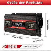 6000W/8000W Pure Sine Wave Power Inverter 12V to 230V with 2 USB Ports EU Plug style1602