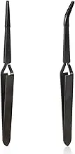 Reverse Tweezers, Cross Locking Tweezers Stainless Steel Soldering Tweezers with Straight & Bend Rubber Tips Reverse Action Craft Tweezers for Crafting Jewelry Electronics (Black)