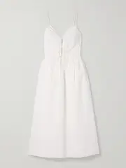 [Sea] Sea - Zora Pleated Cotton-blend Midi Dress - White - US14 US 14 White