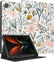 for Samsung Galaxy Tab A8 Case 10.5 Inch Kids Cute Girls Folio Women Flower Kawaii Girly Pretty Teens Floral Aesthetic Tablet Cover for Samsung A8 Tab Cases SM-X200/X205/X207