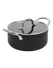 [Gourmet Kitchen] Meteore Non-Stick Casserole with Flat Lid 24cm in Black