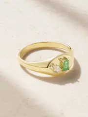 [STONE AND STRAND] STONE AND STRAND - 10-karat Gold, Emerald And Diamond Signet Ring - 4 4 Gold