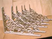 SIX Cast Iron Victorian style Wall Shelf small brackets, champagne gold color