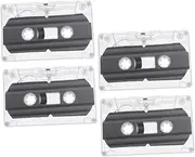 LABRIMP 4Pcs DIY Blank Cassette Tapes Recordable Audio Tapes for Personal Messages Vintage Style Empty Cassettes with Hard Case for Creative Greetings Crafts