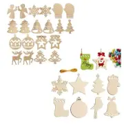 Christmas Wooden Ornaments Snowflake Star Christmas Tree Round Discs