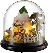 lemogo DIY Assembled Mini Miniature Scene Plastic Cover Green Garden LED Light & Music box