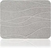 CHONYI Stone Bath Mat,60×39cm Diatomaceous Earth Bath Mat Quickly Drying Non Slip Washable Stone Bath Mat Absorbent Bathroom Floor Mats for in Front of Bathtub (Grey)