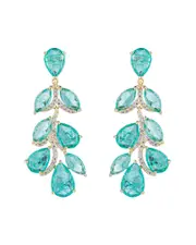 Eye Candy LA Luxe Collection Green Leaf cubic zirconia Crystal Dangle Earrings
