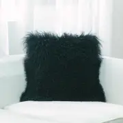 Black Mongolian Lamb Fur Pillow Cover