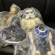 1999 NEW Star Wars Taco Bell Toppers -Darth Vader, C-3PO, R2-D2, Storm Trooper