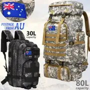 30L/40L/80L Military Camping Tactical Backpack Rucksack Travel Hiking Army Bag