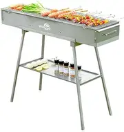 [WillBBQ] Commercial Quality Charcoal Hibachi BBQ Portable Grill Great For Backyard Or Camping Cooking Skewer Kebab Satay Xinjiang Kaochuan (100cm x 26cm)